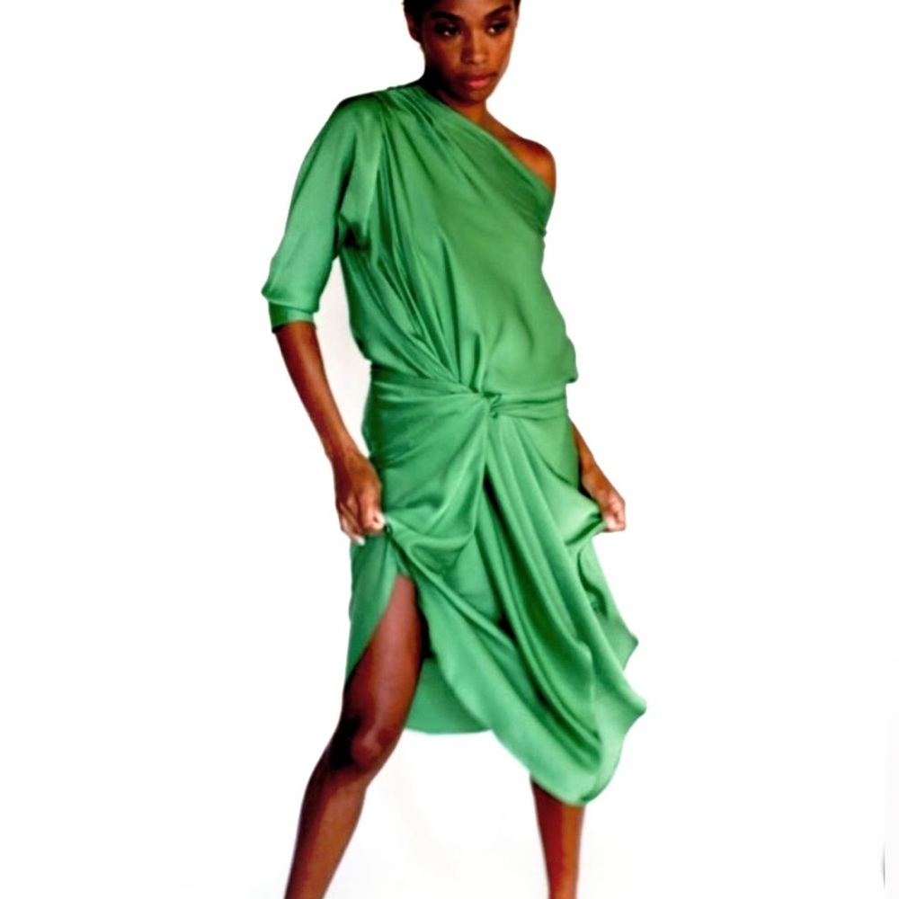 Sz XS/S Kes NYC The Lia Green Draped Silk Dress